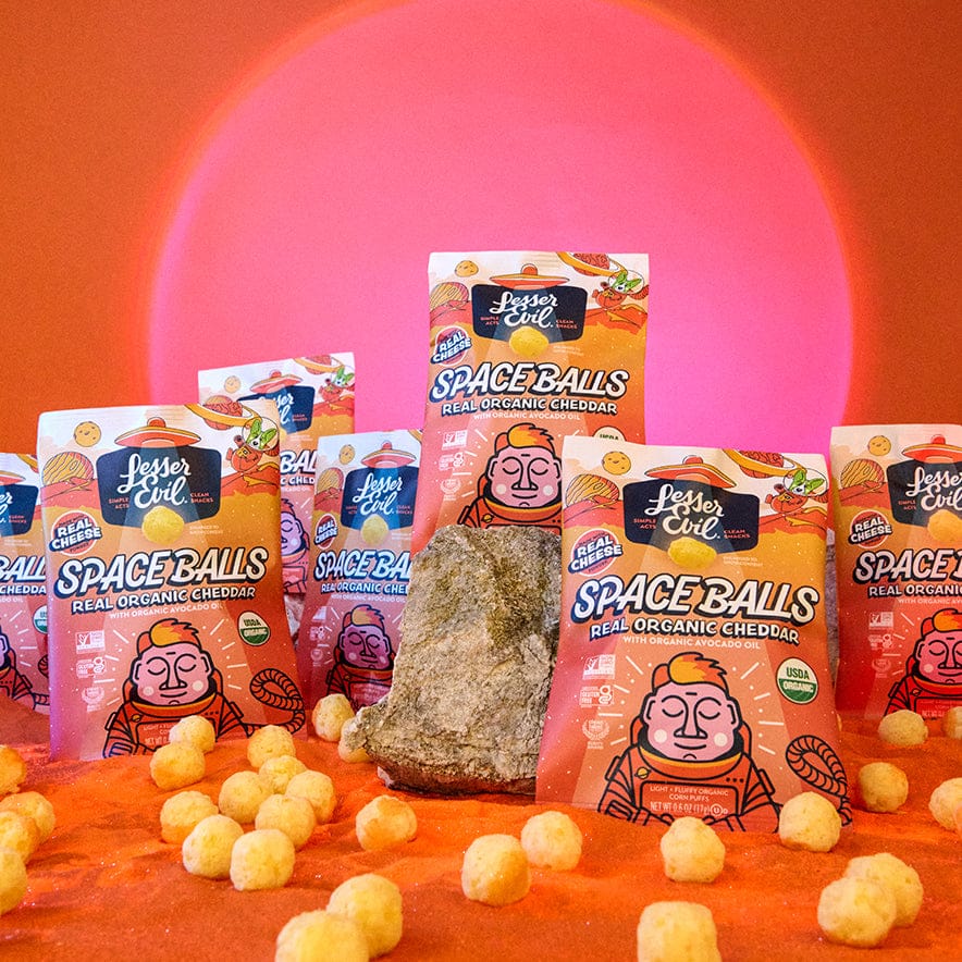 Real Organic Cheddar Space Balls Snack Box